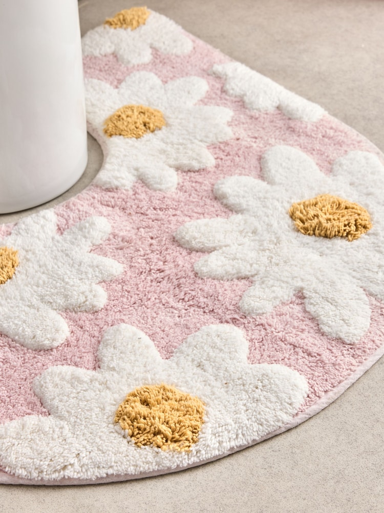 Pink Daisy 100% Cotton Pedestal Mat - Image 2 of 4