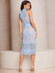 Lipsy Blue Premium Sleeveless Embellished Button Shirt Dress - Image 3 of 3