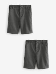 Clarks Grey Regular Boys Fastening School Shorts 2 Pack - Image 1 of 7