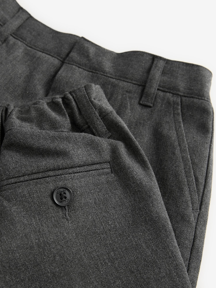 Clarks Grey Regular Boys Fastening School Shorts 2 Pack - Image 6 of 6