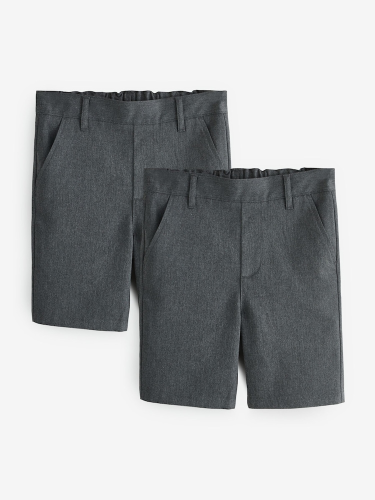 siva - Clarks Regular Boys Pull-On School Shorts 2 Pack - Slika 1 iz 6