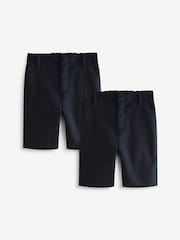 Clarks Navy Regular Boys Fastening School Shorts 2 Pack - Image 1 of 8