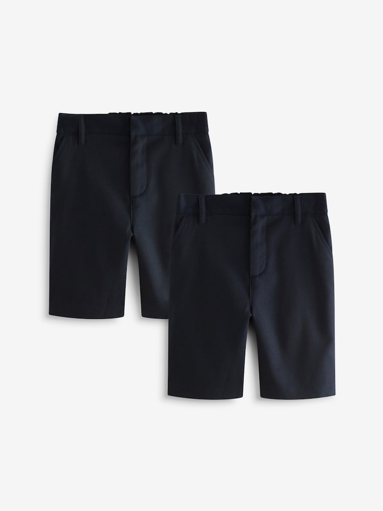 Clarks Navy Regular Boys Fastening School Shorts 2 Pack - Image 1 of 8