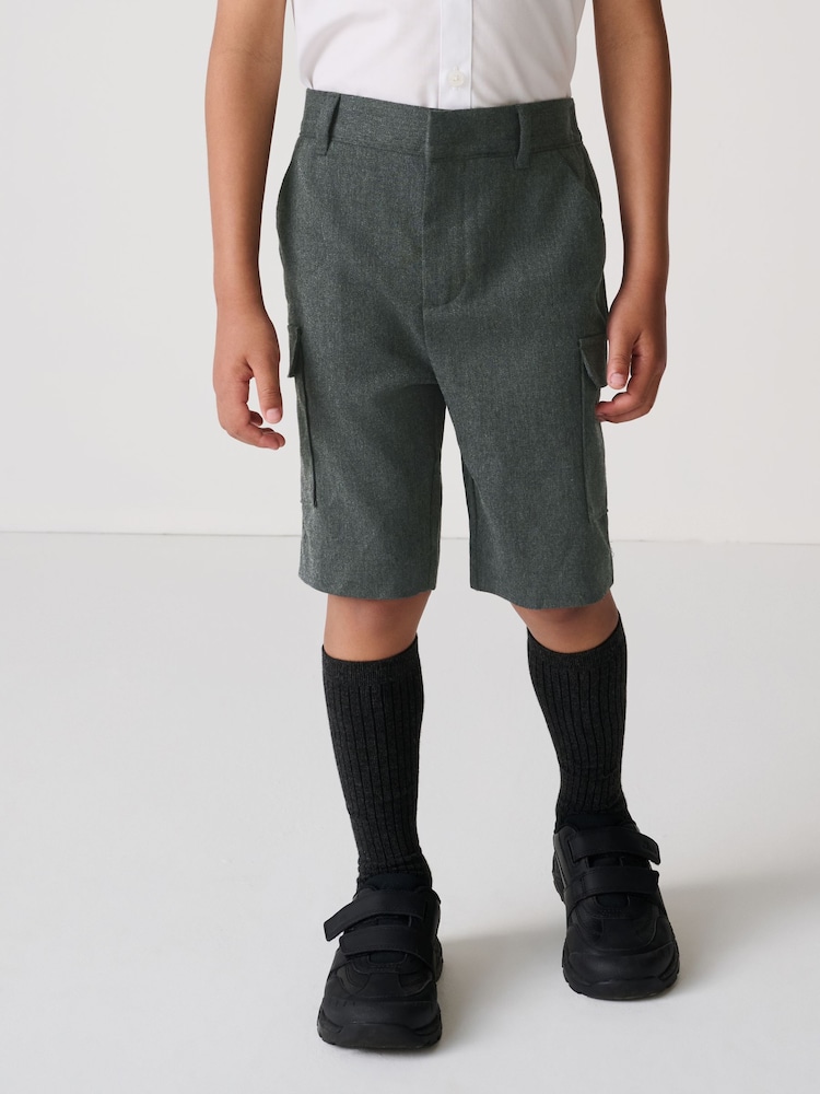 Clarks Grey Regular Boys Cargo Pull On School Shorts - Image 2 of 7