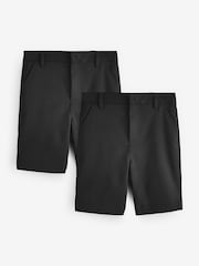 Clarks Black Regular Boys Fastening School Shorts 2 Pack - Image 1 of 7