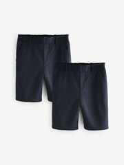Clarks Navy Regular Boys Pull-On School Shorts 2 Pack - Image 1 of 9