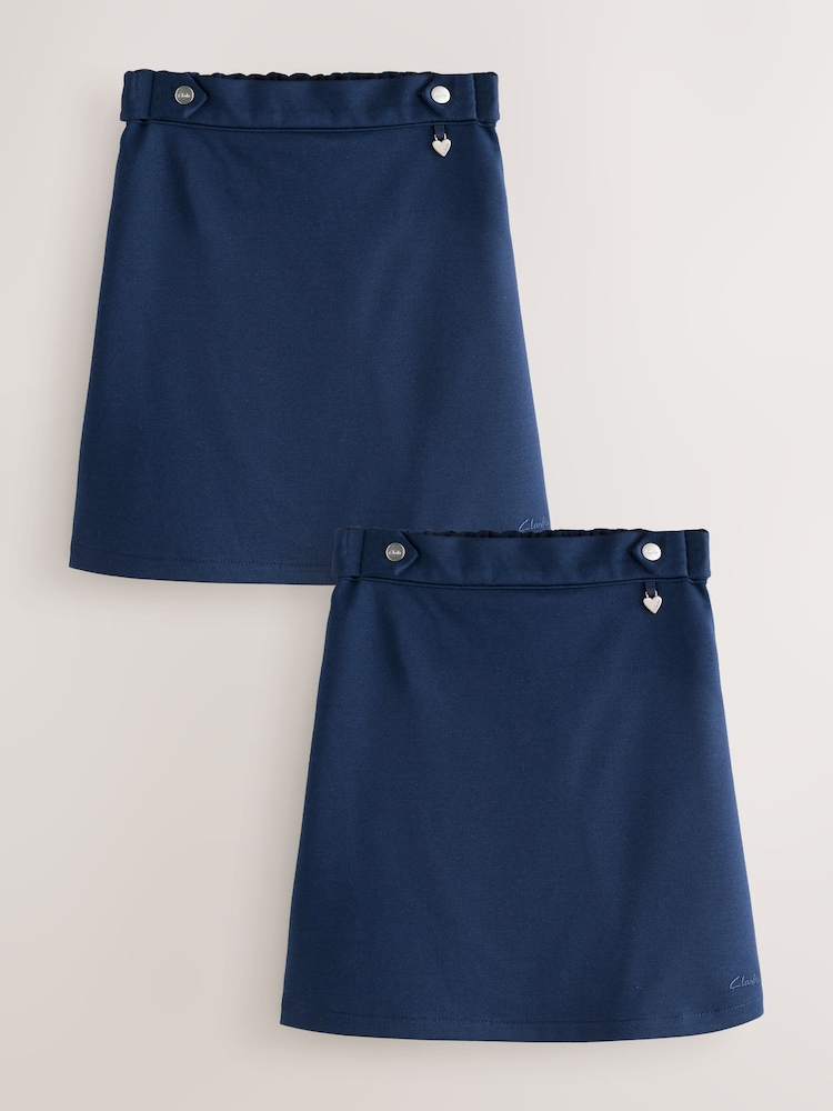 Clarks Navy Girls Pull-On Ponte Pencil School Skirts 2 Pack - Image 1 of 5