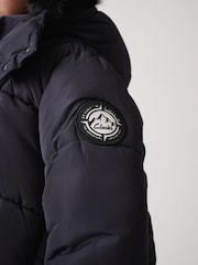 Clarks Navy Girls Shower Resistant Longline Padded Coat - Image 11 of 22
