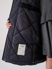 Clarks Navy Girls Shower Resistant Longline Padded Coat - Image 12 of 22