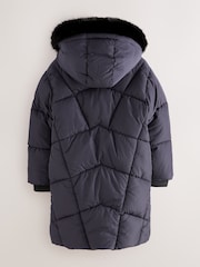 Clarks Navy Girls Shower Resistant Longline Padded Coat - Image 17 of 22