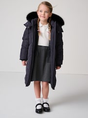 Clarks Navy Girls Shower Resistant Longline Padded Coat - Image 4 of 22