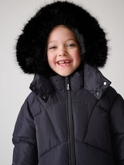 Clarks Navy Girls Shower Resistant Longline Padded Coat - Image 6 of 22