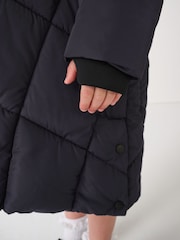 Clarks Navy Girls Shower Resistant Longline Padded Coat - Image 8 of 22