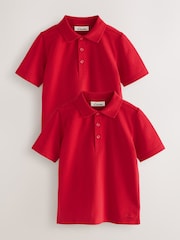 Clarks Red Boys Short Sleeve School Polo Shirts 2 Pack - Image 1 of 8