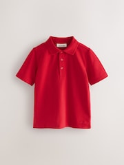 Clarks Red Boys Short Sleeve School Polo Shirts 2 Pack - Image 4 of 8