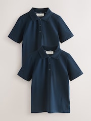 Clarks Navy Boys Short Sleeve School Polo Shirts 2 Pack - Image 1 of 8