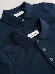 Clarks Navy Boys Short Sleeve School Polo Shirts 2 Pack - Image 6 of 8