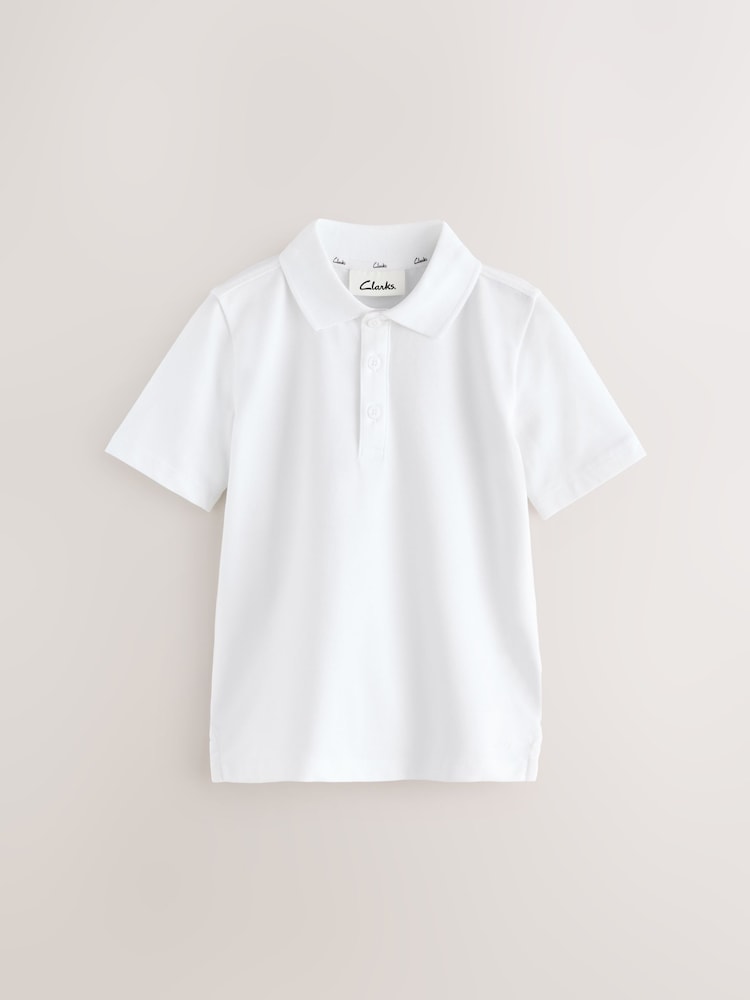 Clarks White Boys Short Sleeve School Polo Shirts 5 Pack - Image 2 of 10