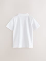 Clarks White Boys Short Sleeve School Polo Shirts 5 Pack - Image 7 of 10