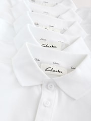 Clarks White Boys Short Sleeve School Polo Shirts 5 Pack - Image 8 of 10