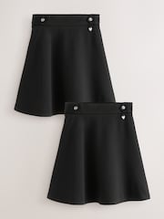 Clarks Black Girls Pull-On Ponte Skater School Skirts 2 Pack - Image 1 of 7