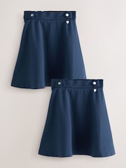 Clarks Navy Girls Pull-On Ponte Skater School Skirts 2 Pack - Image 1 of 5