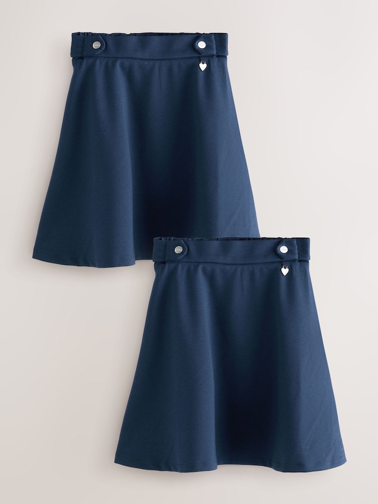 Clarks Navy Girls Pull-On Ponte Skater School Skirts 2 Pack - Image 1 of 5
