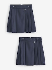 Clarks Navy Girls Pleated School Skirts 2 Pack - Image 1 of 9