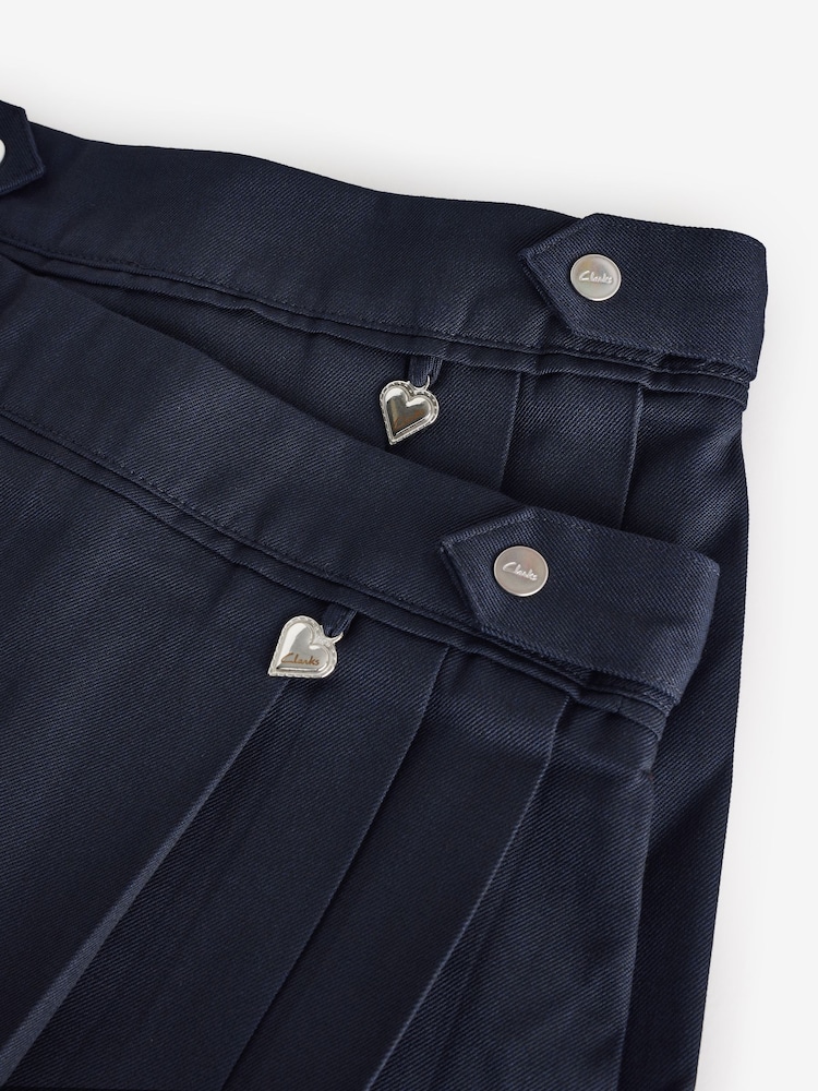 Clarks Navy Girls Pleated School Skirts 2 Pack - Image 9 of 9