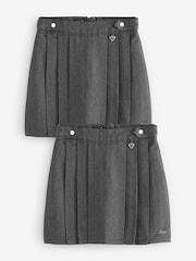 Clarks Grey Girls Pleated School Skirts 2 Pack - Image 1 of 6