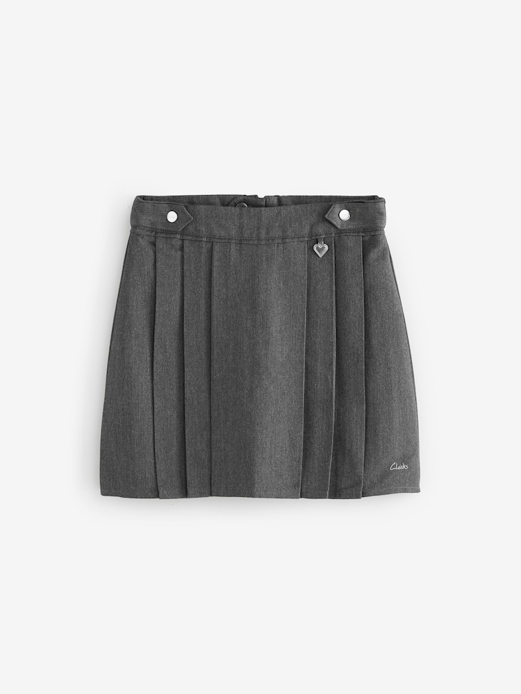 Clarks Grey Girls Pleated School Skirts 2 Pack - Image 2 of 6