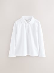 Clarks White Boys Long Sleeve School Polo Shirts 5 Pack - Image 2 of 9
