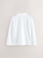 Clarks White Boys Long Sleeve School Polo Shirts 5 Pack - Image 3 of 9
