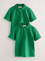 Clarks Green Boys Short Sleeve School Polo Shirts 2 Pack - Image 1 of 8