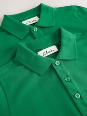 Clarks Green Boys Short Sleeve School Polo Shirts 2 Pack - Image 6 of 8