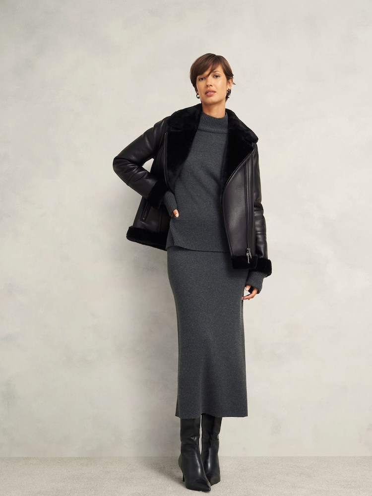 Hobbs Black Ali Biker Jacket - Image 1 of 4 Hobbs Black Ali Biker Jacket - Image 1 of 4