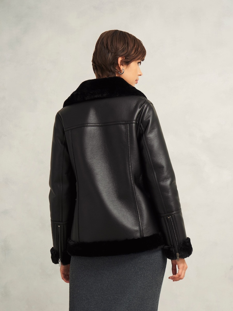 Hobbs Black Ali Biker Jacket - Image 2 of 4 Hobbs Black Ali Biker Jacket - Image 2 of 4