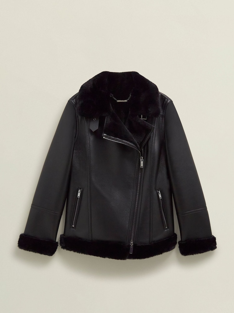 Hobbs Black Ali Biker Jacket - Image 4 of 4 Hobbs Black Ali Biker Jacket - Image 4 of 4