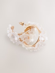 White Floral Hoop Earrings - Image 4 of 5
