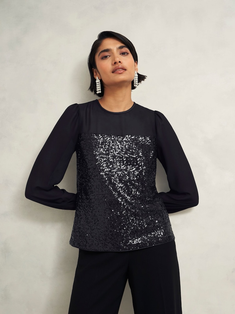 Hobbs Black Zariah Top - Image 1 of 4 Hobbs Black Zariah Top - Image 1 of 4