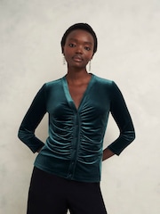 Hobbs Green Velvet Hattie Top - Image 1 of 4