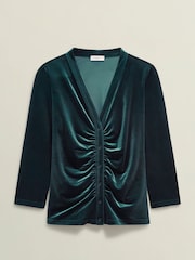 Hobbs Green Velvet Hattie Top - Image 4 of 4