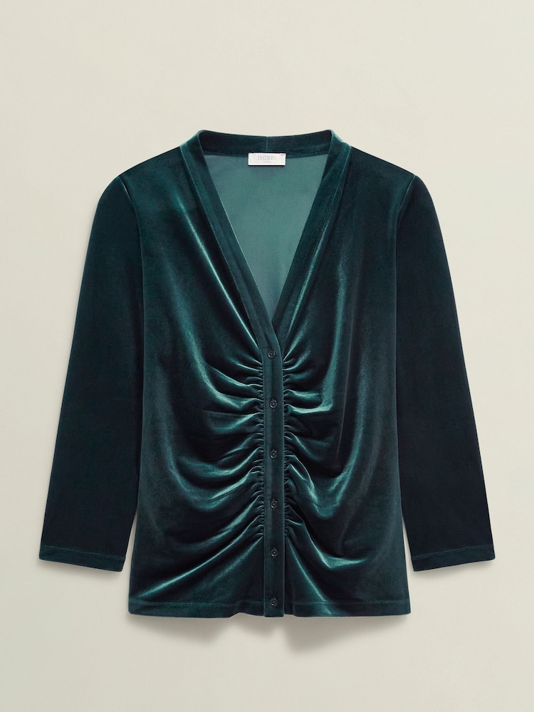 Hobbs Green Velvet Hattie Top - Image 4 of 4