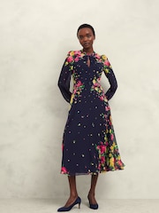 Hobbs Blue Petite Eva Silk Dress - Image 1 of 4