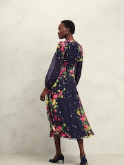 Hobbs Blue Petite Eva Silk Dress - Image 2 of 4