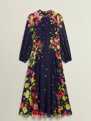 Hobbs Blue Petite Eva Silk Dress - Image 4 of 4