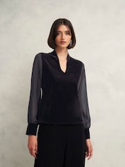 Hobbs Black Aimee Velvet Top - Image 1 of 4