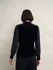 Hobbs Black Aimee Velvet Top - Image 2 of 4