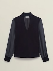 Hobbs Black Aimee Velvet Top - Image 4 of 4