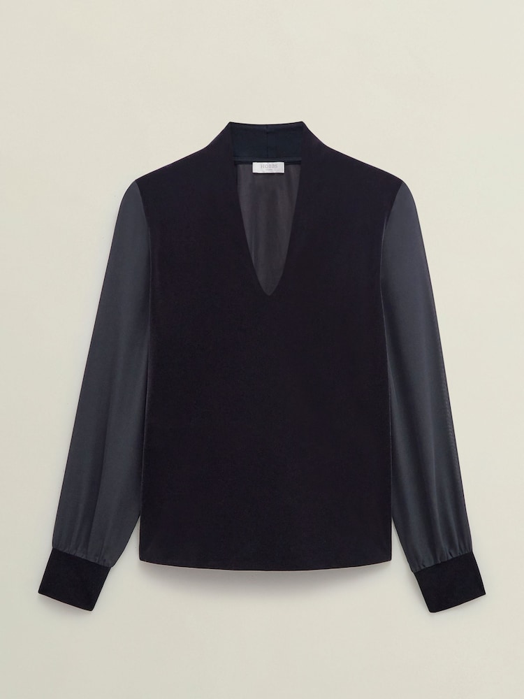 Hobbs Black Aimee Velvet Top - Image 4 of 4